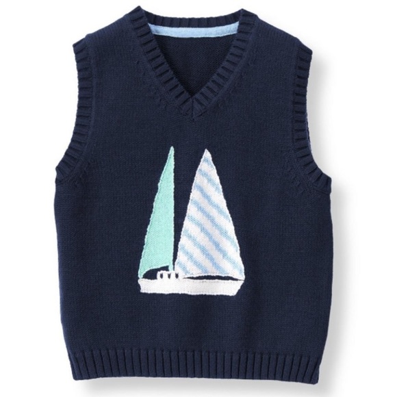 Janie and Jack navy sailboat sweater vest NWT 4